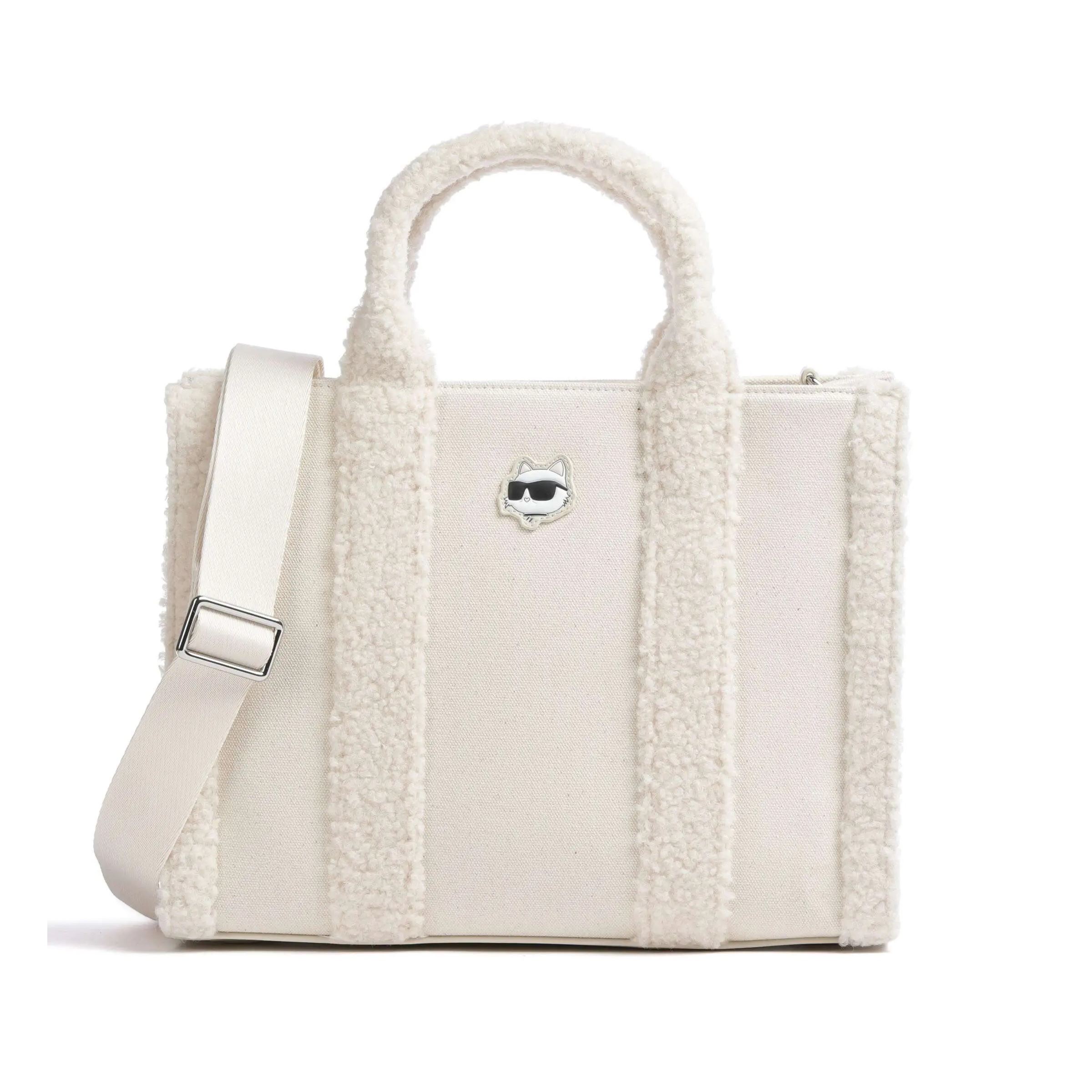 246W3880-A110-1 KARL LAGERFELD WOMEN'S K/IKONIK 2.0 HANDBAG RECYCLED COTTON IVORY OFF WHITE - Image 1