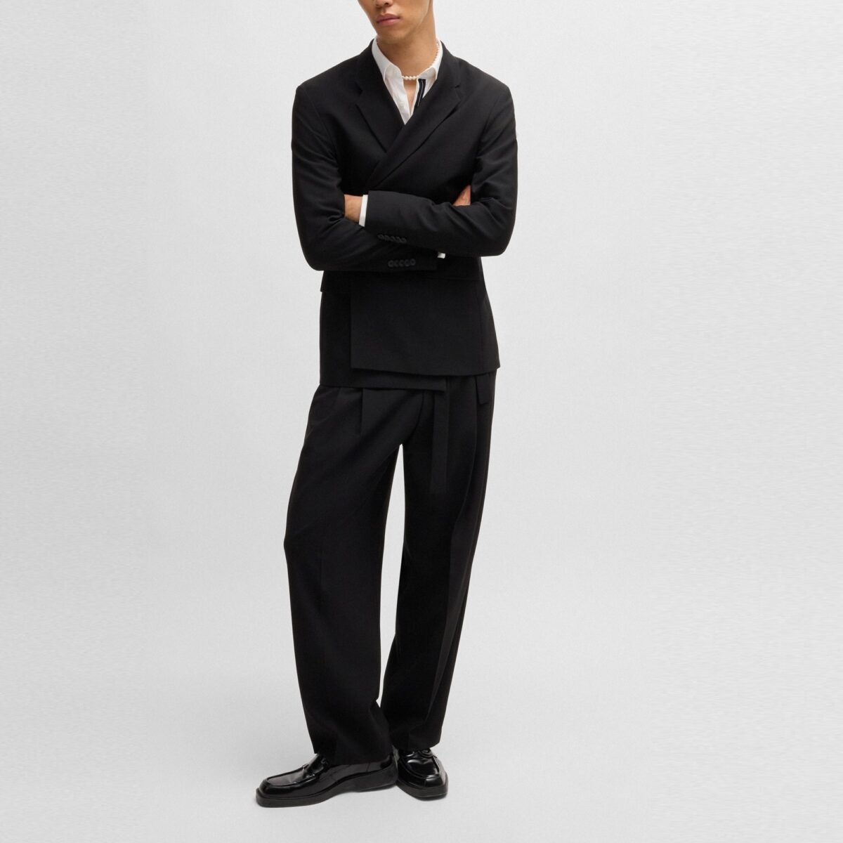 HUGO MEN SLIM-FIT SHIRT IN COTTON POPLIN WITH PLACKET TRIM OPEN WHITE - Image 5