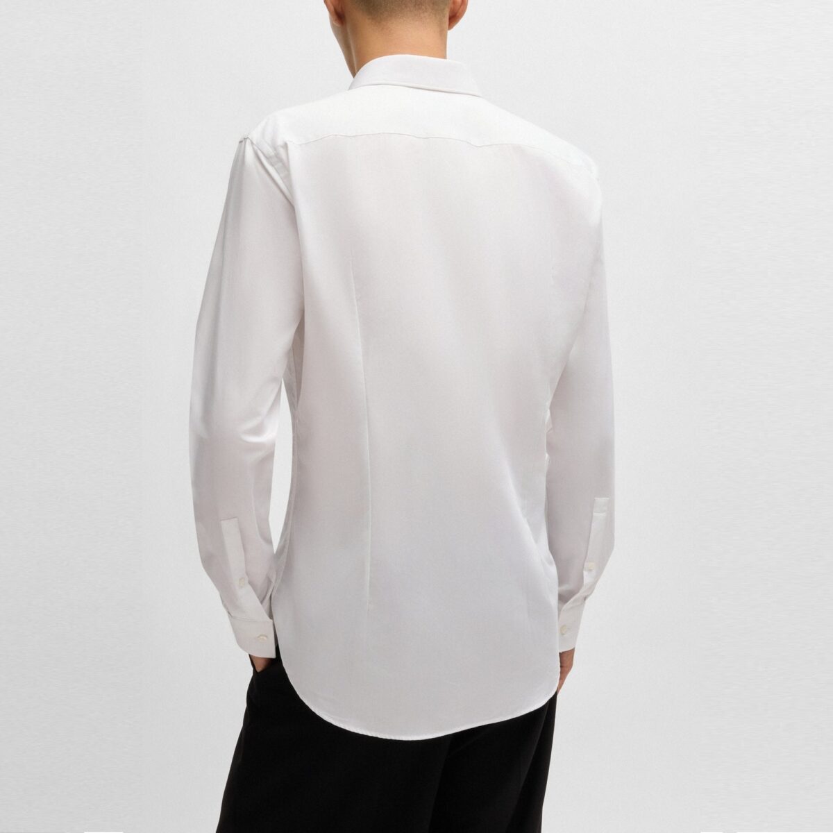 HUGO MEN SLIM-FIT SHIRT IN COTTON POPLIN WITH PLACKET TRIM OPEN WHITE - Image 4