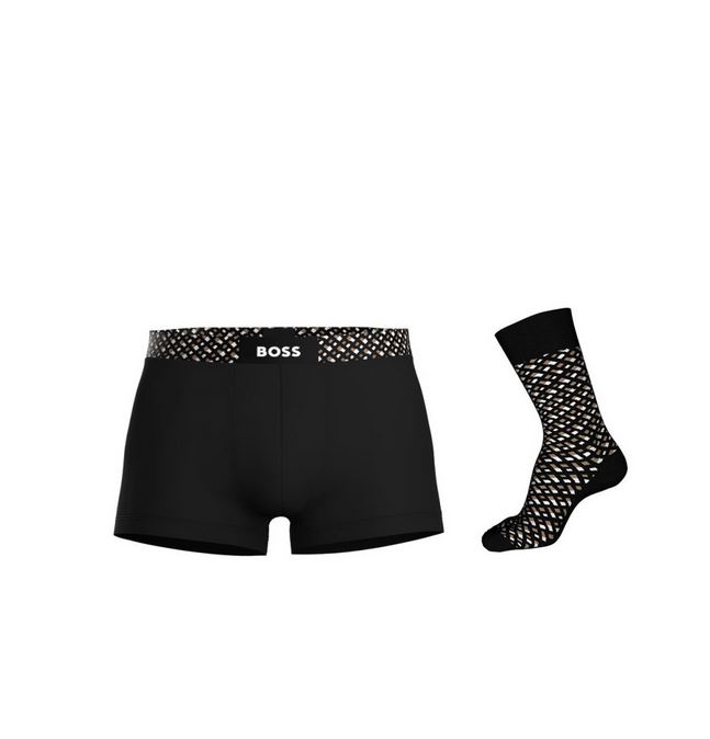 50529047-008-1 BOSS MEN TRUNKSOCK GIFT BLACK UNDERWEAR SET - Image 1