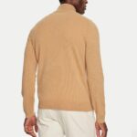 BOSS MEN ZIP NECK SWEATER IN VIRGIN WOOL WITH EMBROIDERED LOGO MEDIUM BEIGE - Image 3
