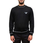 EMPORIO ARMANI MEN BLACK SWEATER WITH LOGO