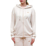 EMPORIO ARMANI ZIP HOODIE WOMEN EA7 WHITE SAND