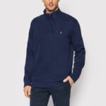 POLO RALPH LAUREN MEN'S HALF ZIP ESTATE RIB SWEATER-NAVY