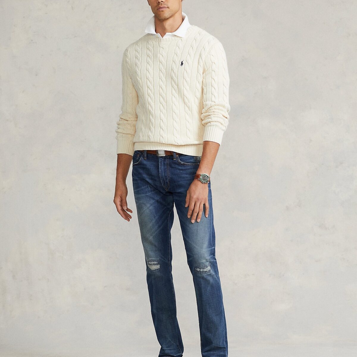 POLO RALPH LAUREN MEN LS DRIVER CN-LONG SLEEVE PULLOVER ANDOVER CREAM - Image 4