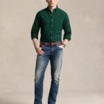POLO RALPH LAUREN MEN GARMENT-DYED SLIM FIT OXFORD SHIRT - MOSS AGATE - Image 4