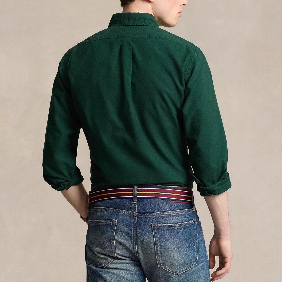 POLO RALPH LAUREN MEN GARMENT-DYED SLIM FIT OXFORD SHIRT - MOSS AGATE - Image 3