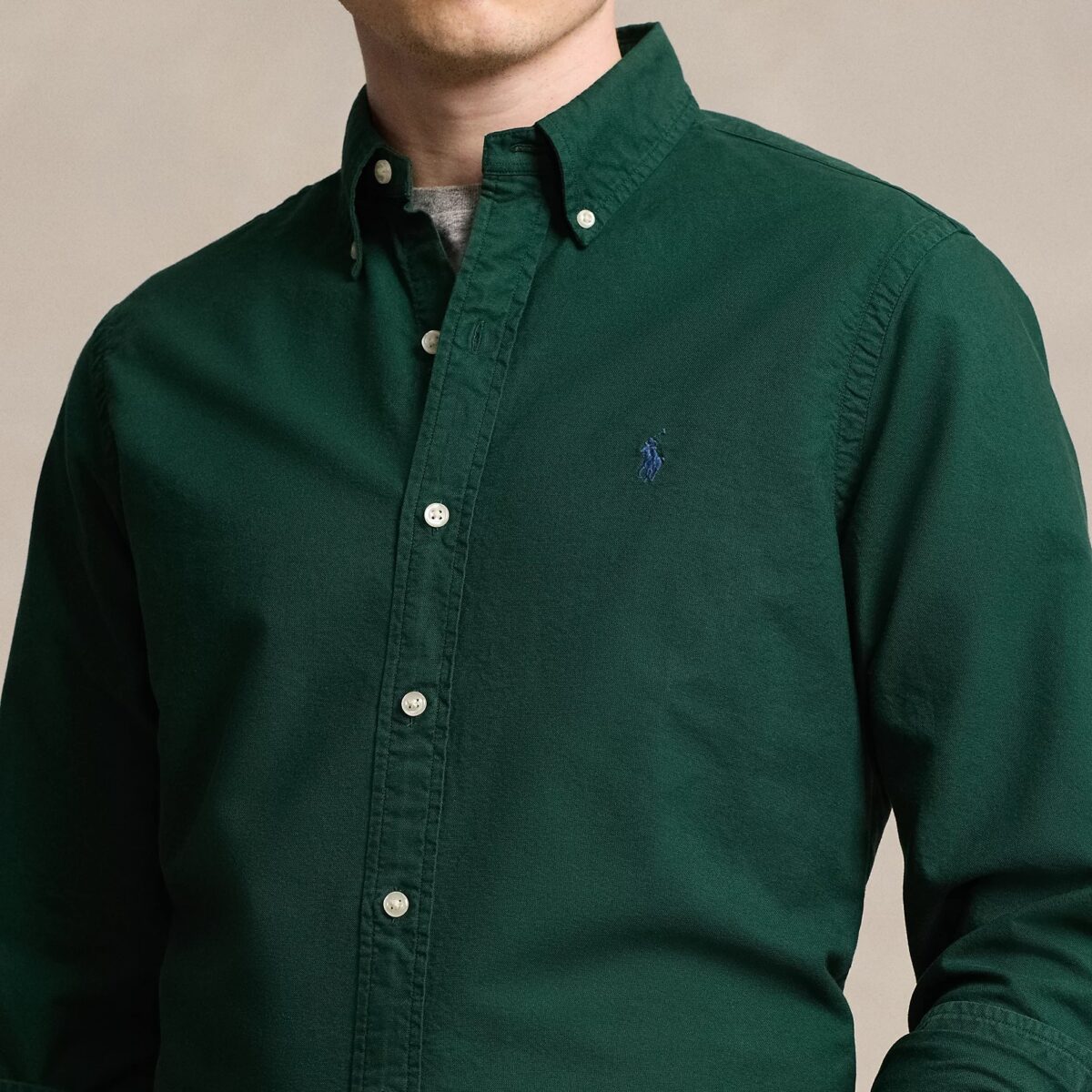 POLO RALPH LAUREN MEN GARMENT-DYED SLIM FIT OXFORD SHIRT - MOSS AGATE - Image 2
