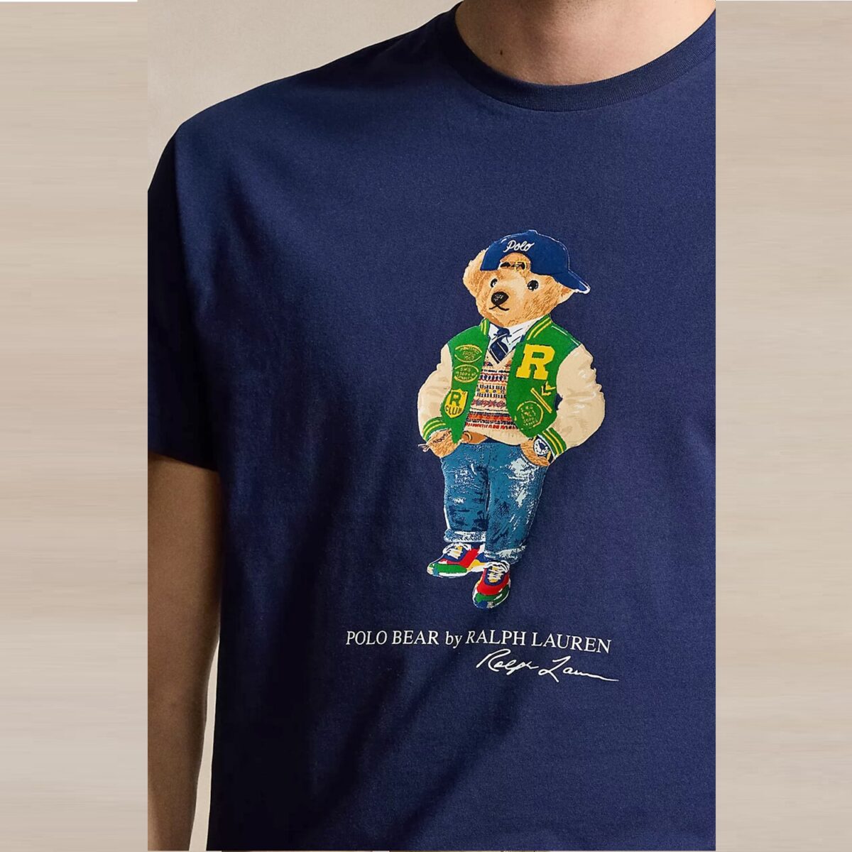 POLO RALPH LAUREN MEN CLASSIC FIT POLO BEAR JERSEY T-SHIRT NAVY - Image 2