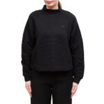 EMPORIO ARMANI WOMAN SPORTY FOREVER COTTON-BLEND CROPPED SWEATSHIRT BLACK