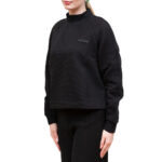 EMPORIO ARMANI WOMAN SPORTY FOREVER COTTON-BLEND CROPPED SWEATSHIRT BLACK - Image 2