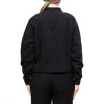 EMPORIO ARMANI WOMAN SPORTY FOREVER COTTON-BLEND CROPPED SWEATSHIRT BLACK - Image 3
