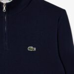 LACOSTE MEN’S HIGH ZIPPED NECK PLAIN COTTON SWEATER NAVY BLUE - Image 2