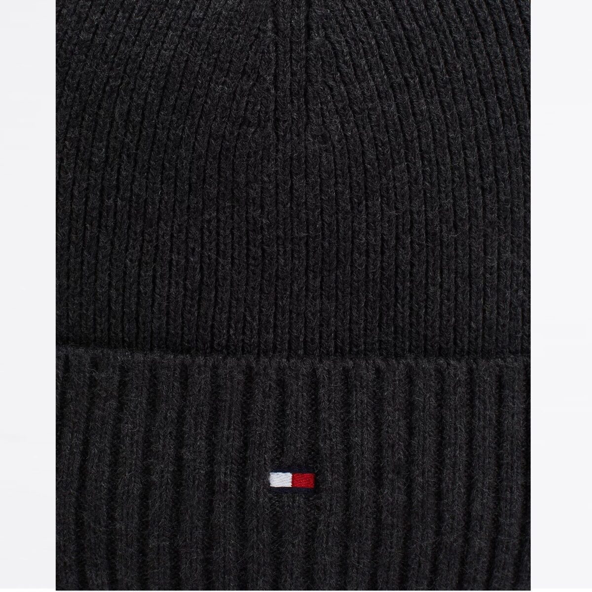 TOMMY HILFIGER TH FLAG PIMA COTTON BEANIE GREY - Image 2