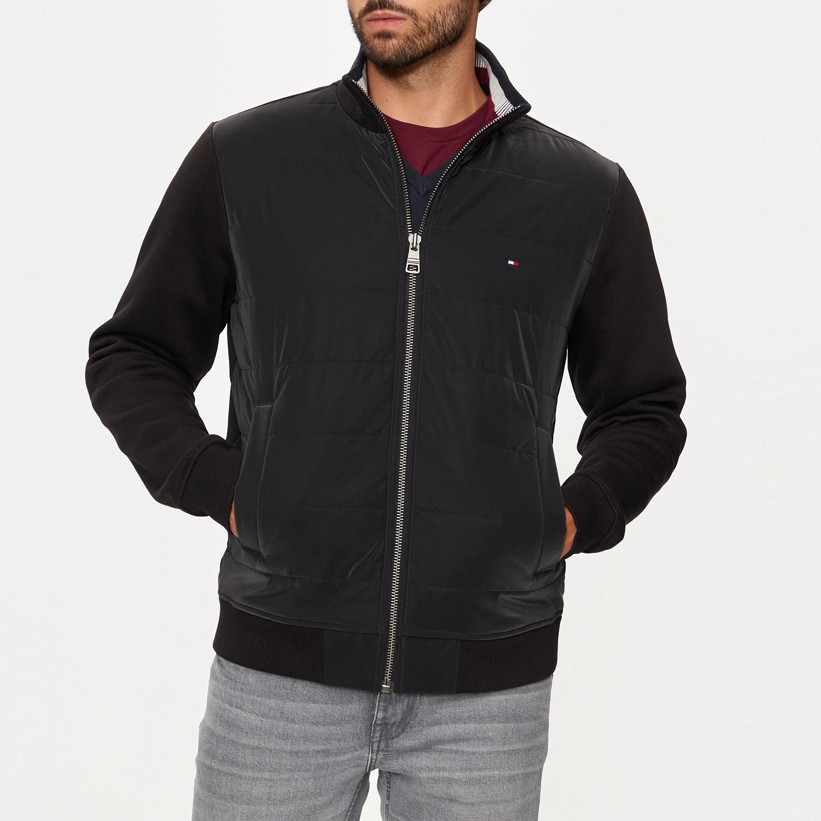 MW0MW35543-BDS1 TOMMY HILFIGER MAN BT-MIX MEDIA ZIP THRU STAND CLR BLACK - Image 1
