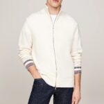 TOMMY HILFIGER MEN WOOL RICH RELAXED ZIP-THRU JUMPER IVORY