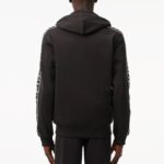 LACOSTE MEN'S LOGO STRIPE ZIP-UP HOODIE BLACK - Image 3