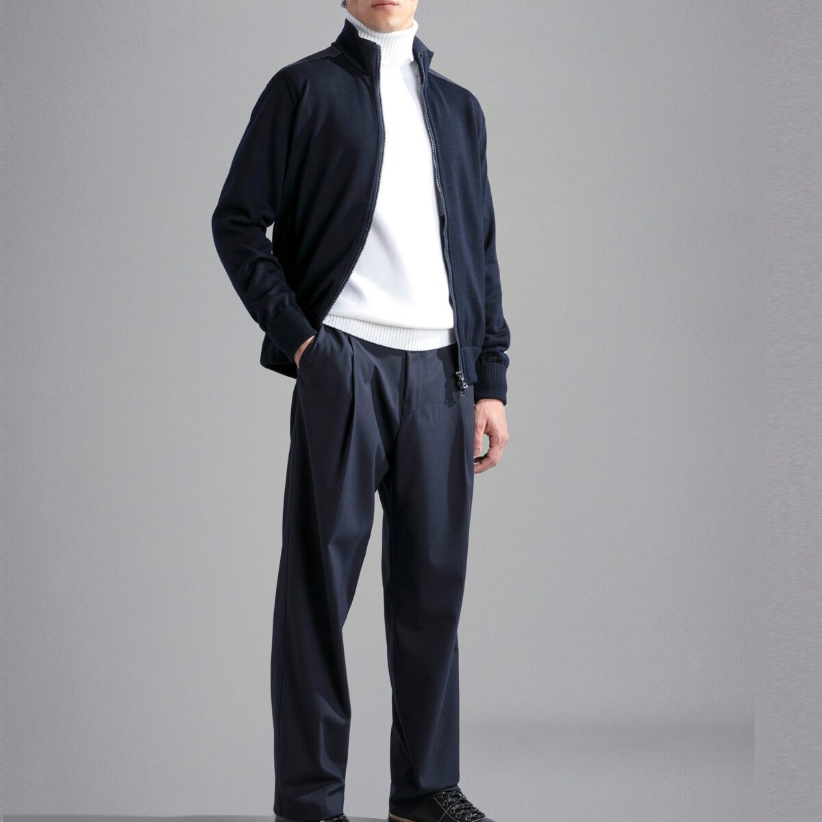 PAUL&SHARK MEN WOOL SWEATER WITH DENIM INSERTS BLUE - Image 4