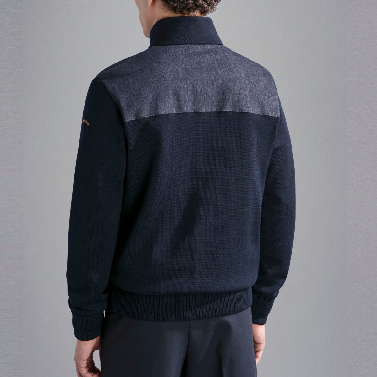 PAUL&SHARK MEN WOOL SWEATER WITH DENIM INSERTS BLUE - Image 3