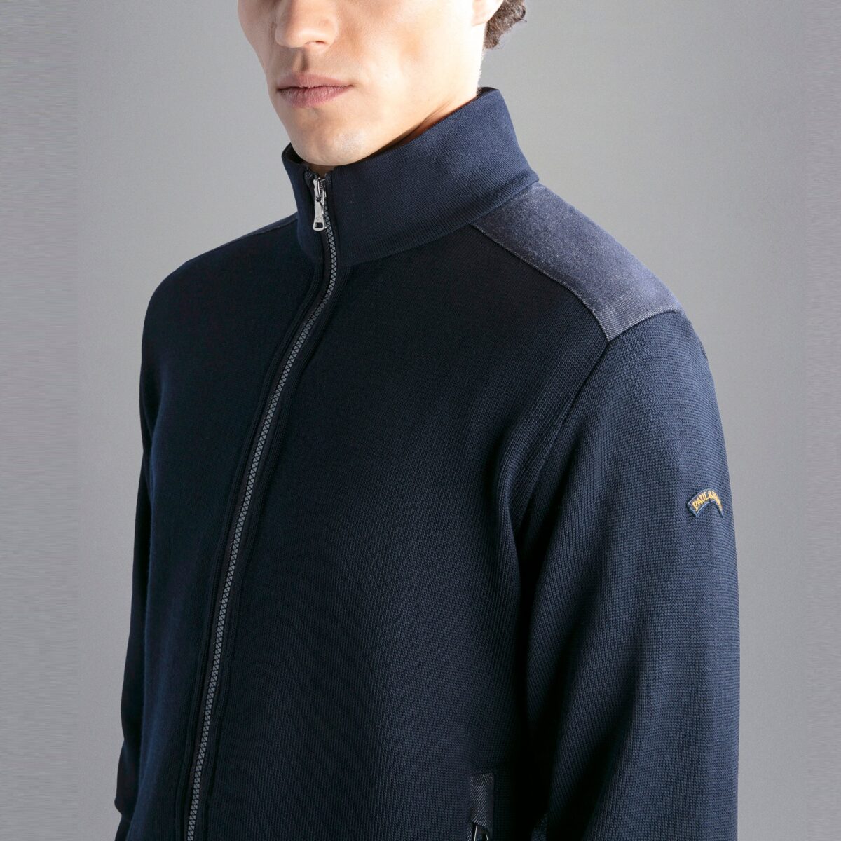 PAUL&SHARK MEN WOOL SWEATER WITH DENIM INSERTS BLUE - Image 2
