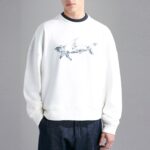 PAUL&SHARK MEN WINTER FLEECE COTTON SWEATSHIRT WITH PRINT WHITE