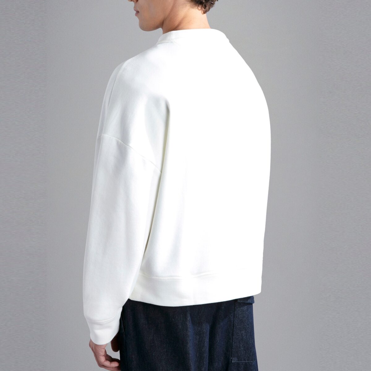 PAUL&SHARK MEN WINTER FLEECE COTTON SWEATSHIRT WITH PRINT WHITE - Image 3