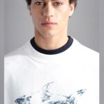 PAUL&SHARK MEN WINTER FLEECE COTTON SWEATSHIRT WITH PRINT WHITE - Image 2