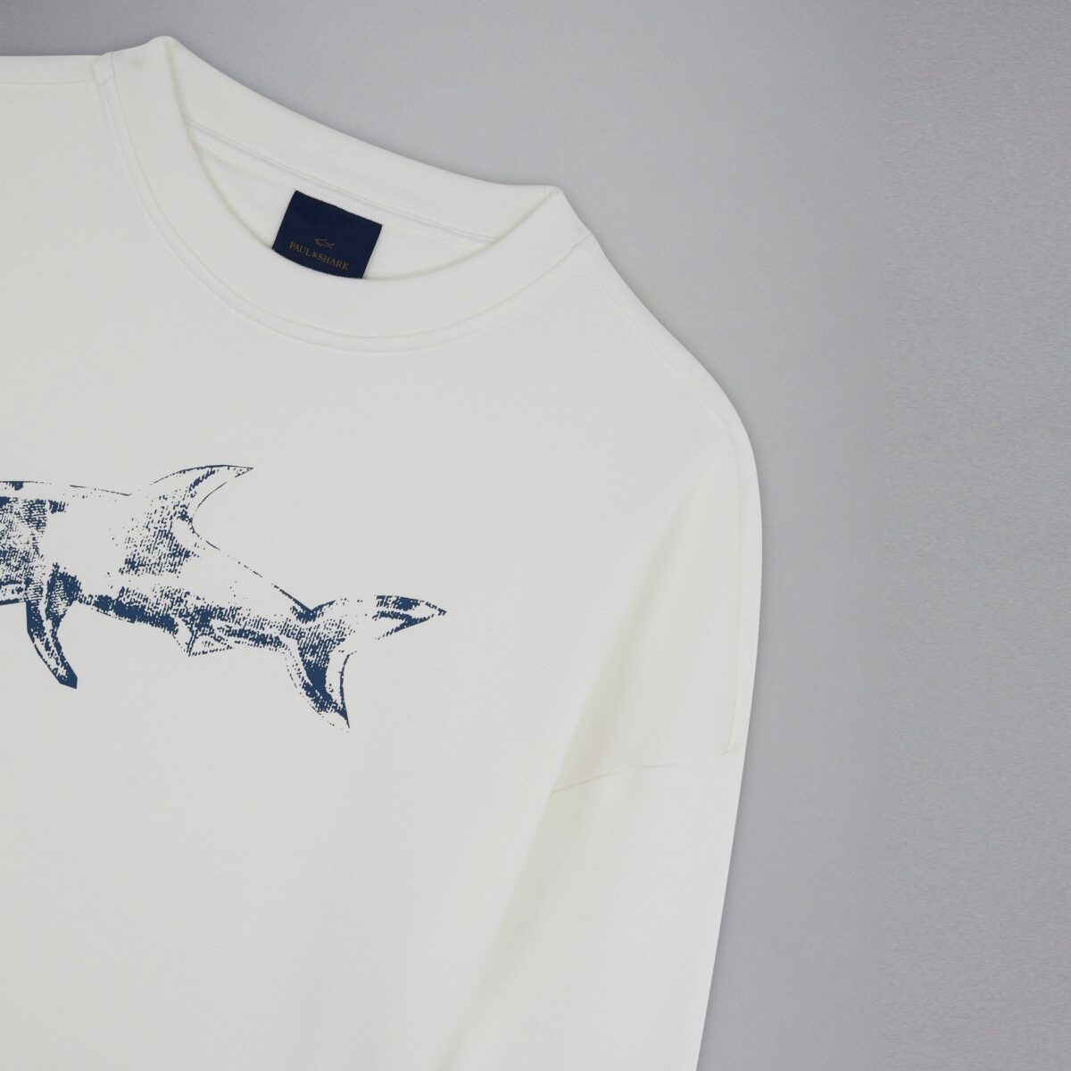PAUL&SHARK MEN WINTER FLEECE COTTON SWEATSHIRT WITH PRINT WHITE - Image 5