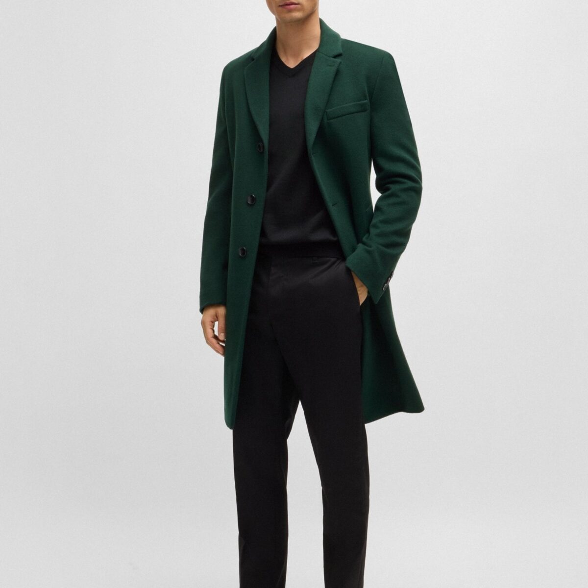BOSS MEN VIRGIN-WOOL BARAM-L REGULAR-FIT SWEATER WITH EMBROIDERED LOGO BLACK - Image 4