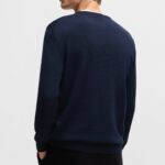 BOSS MEN VIRGIN-WOOL BARAM-L REGULAR-FIT SWEATER WITH EMBROIDERED LOGO DARK BLUE - Image 3