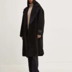 HUGO BOSS WOMAN DOUBLE-BREASTED OVERSIZED-FIT COAT IN FAUX FUR BLACK - Image 6