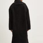 HUGO BOSS WOMAN DOUBLE-BREASTED OVERSIZED-FIT COAT IN FAUX FUR BLACK - Image 5