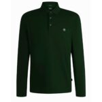 BOSS MEN MERCERIZED-COTTON POLO SHIRT WITH DOUBLE B MONOGRAM OPEN GREEN