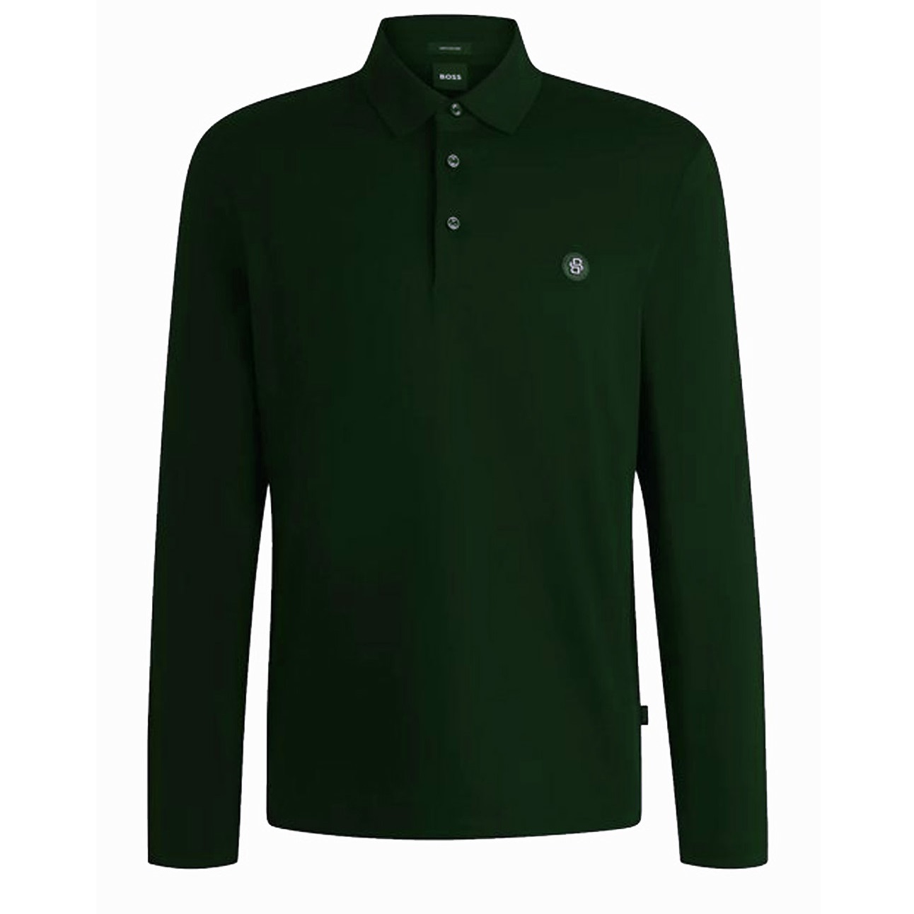50523917-385-1 BOSS MEN MERCERIZED-COTTON POLO SHIRT WITH DOUBLE B MONOGRAM OPEN GREEN - Image 1