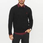 POLO RALPH LAUREN MEN COTTON SHAKER CREW KNIT POLO BLACK