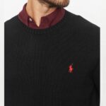 POLO RALPH LAUREN MEN COTTON SHAKER CREW KNIT POLO BLACK - Image 2