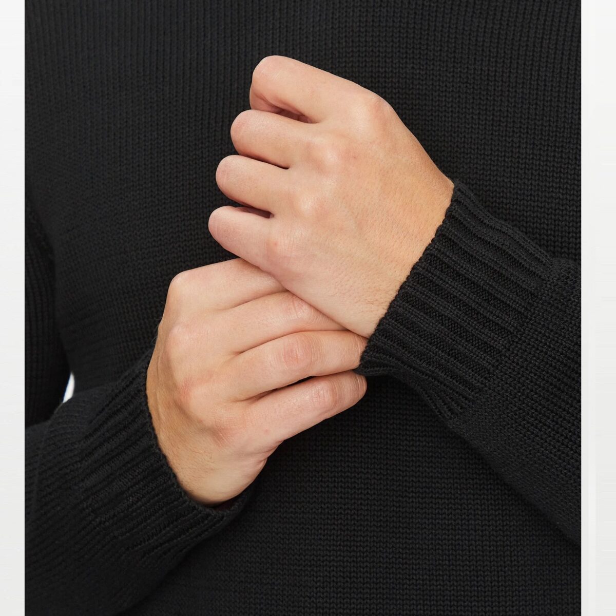 POLO RALPH LAUREN MEN COTTON SHAKER CREW KNIT POLO BLACK - Image 3