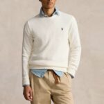POLO RALPH LAUREN MEN COTTON SHAKER CREW KNIT POLO WHITE