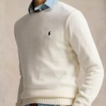 POLO RALPH LAUREN MEN COTTON SHAKER CREW KNIT POLO WHITE - Image 2
