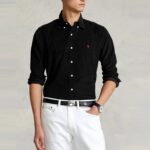 POLO RALPH LAUREN MEN'S SHIRT SLIM FIT BLACK COTTON