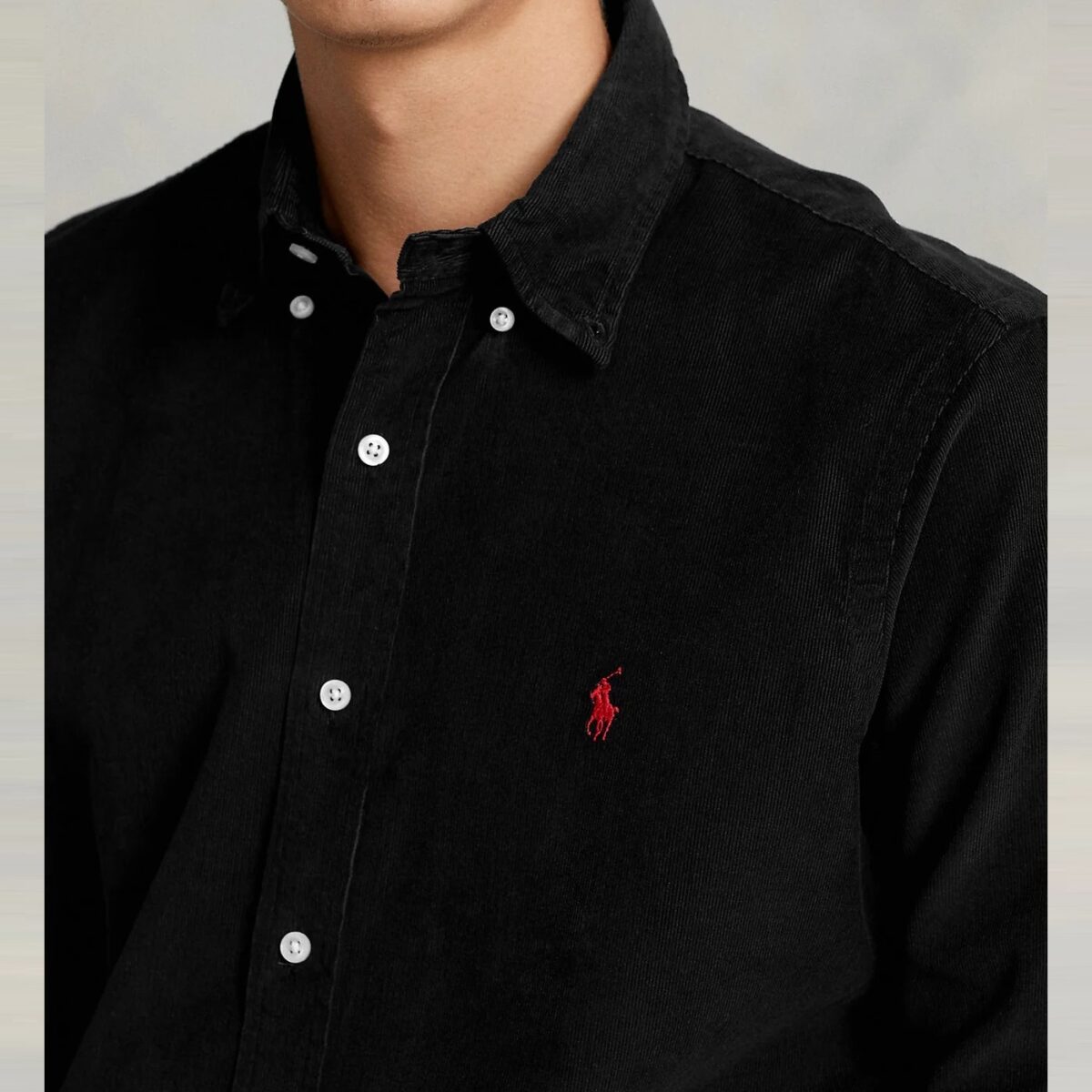 POLO RALPH LAUREN MEN'S SHIRT SLIM FIT BLACK COTTON - Image 2