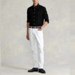 POLO RALPH LAUREN MEN'S SHIRT SLIM FIT BLACK COTTON - Image 4