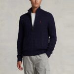 POLO RALPH LAUREN MEN LONG SLEEVE KNITTED FULL-ZIP SWEATER HUNTER NAVY