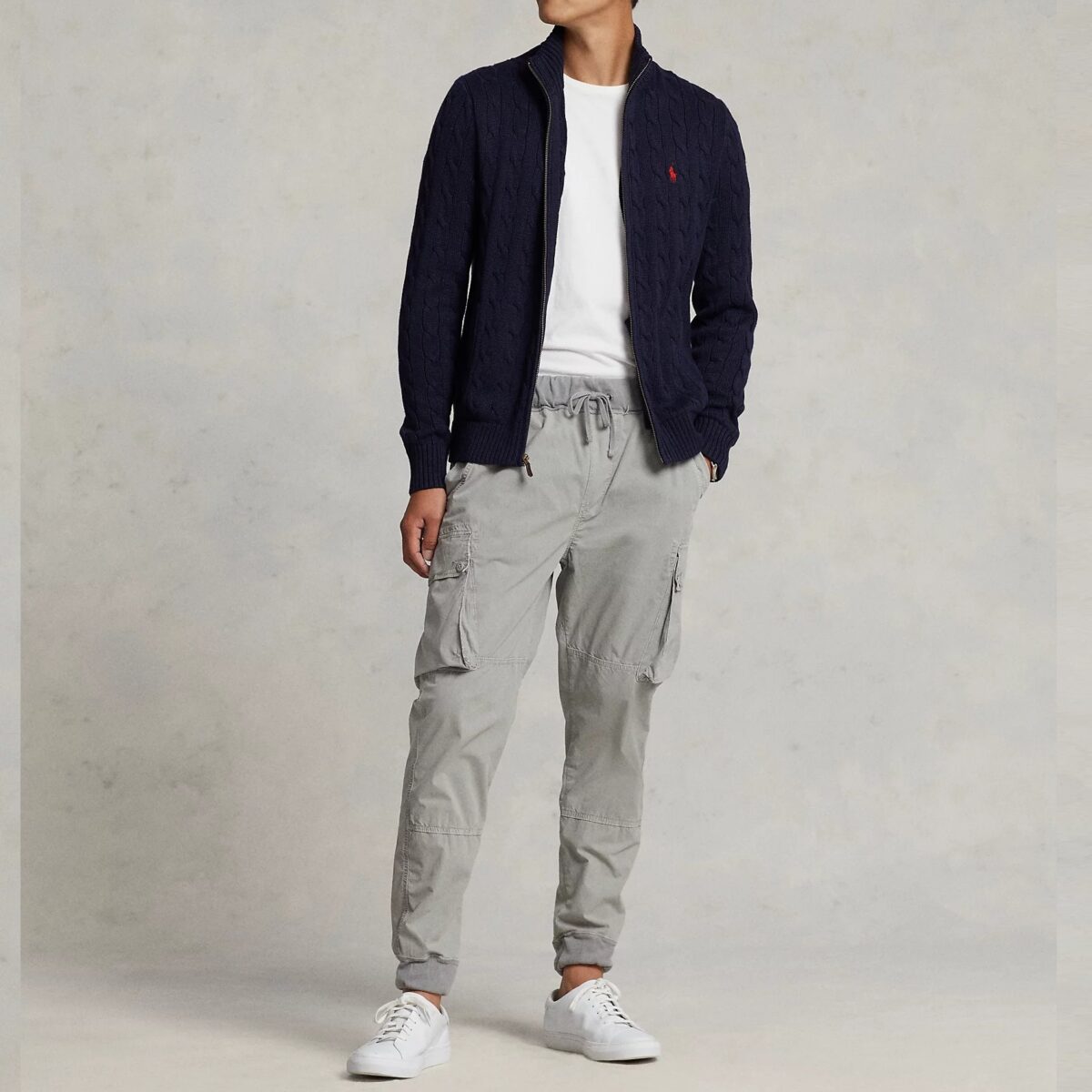 POLO RALPH LAUREN MEN LONG SLEEVE KNITTED FULL-ZIP SWEATER HUNTER NAVY - Image 4