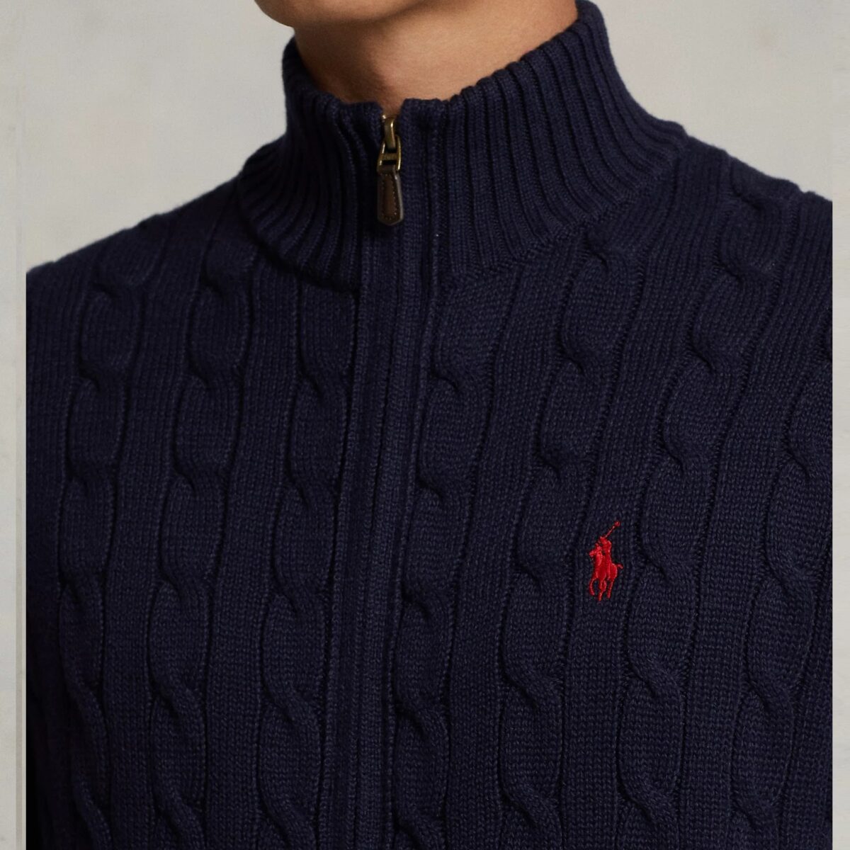 POLO RALPH LAUREN MEN LONG SLEEVE KNITTED FULL-ZIP SWEATER HUNTER NAVY - Image 2