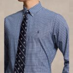POLO RALPH LAUREN MEN'S CUSTOM FIT PLAID STRETCH POPLIN SHIRT BLUE - Image 2