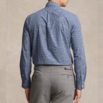 POLO RALPH LAUREN MEN'S CUSTOM FIT PLAID STRETCH POPLIN SHIRT BLUE - Image 3