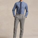 POLO RALPH LAUREN MEN'S CUSTOM FIT PLAID STRETCH POPLIN SHIRT BLUE - Image 4