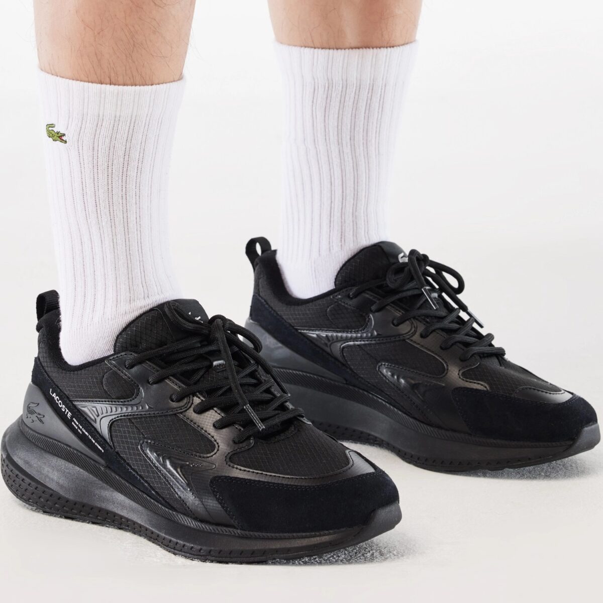 LACOSTE MEN’S L003 EVO SNEAKERS BLACK - Image 7