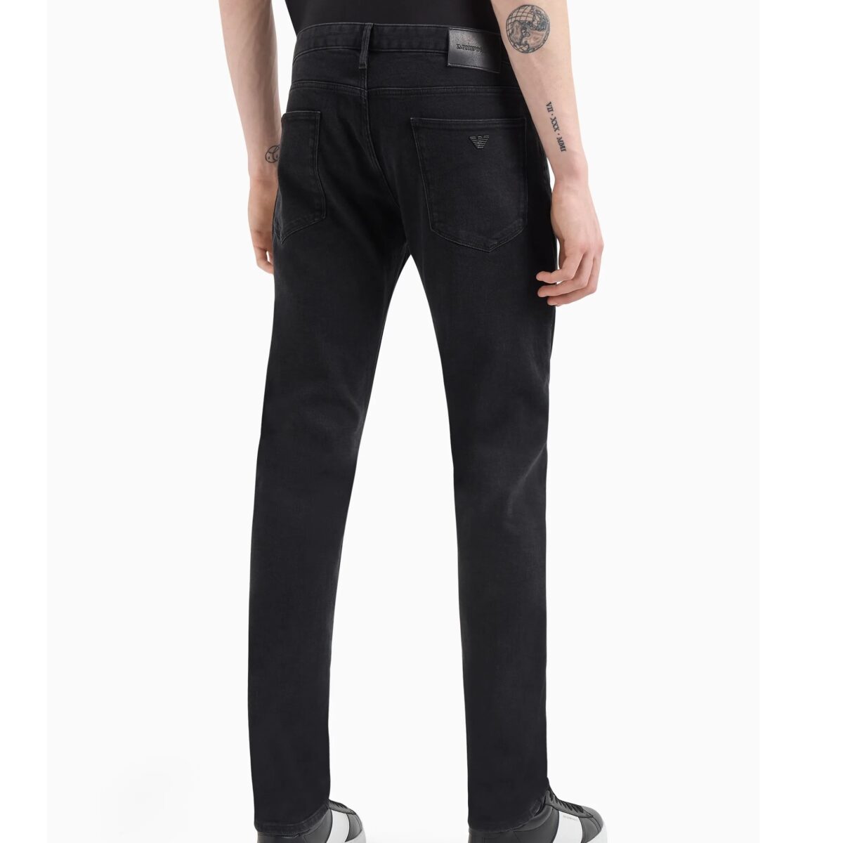 EMPORIO ARMANI MEN J06 SLIM-FIT, WASHED, 10.5 OZ COMFORT-DENIM JEANS DENIM NERO - Image 3